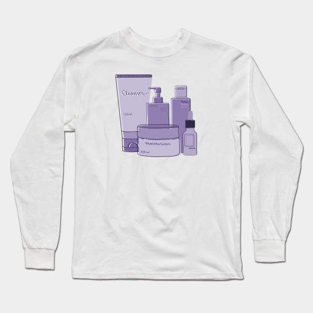 Skincare Essentials (Periwinkle Theme) Long Sleeve T-Shirt by aaalou